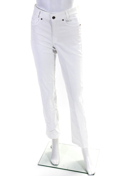 Golfino Womens Zipper Fly Mid Rise Pleated Slim Cut Pants White Cotton Size 4