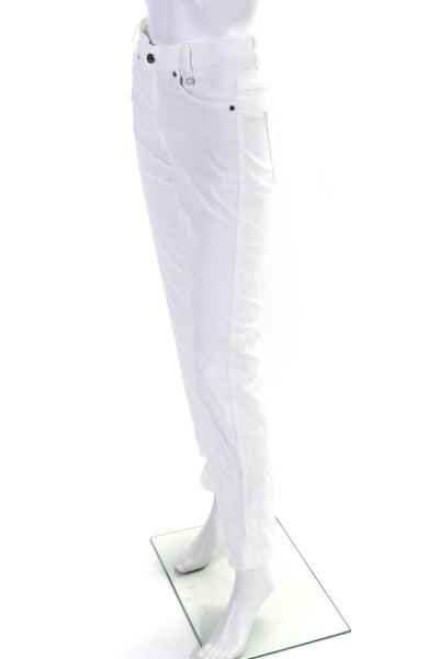 Golfino Womens Zipper Fly Mid Rise Pleated Slim Cut Pants White Cotton Size 4