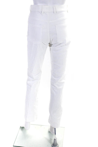 Golfino Womens Zipper Fly Mid Rise Pleated Slim Cut Pants White Cotton Size 4