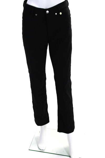 Golfino Womens Zipper Fly Mid Rise Slim Straight Cut Trouser Pants Black Size 4