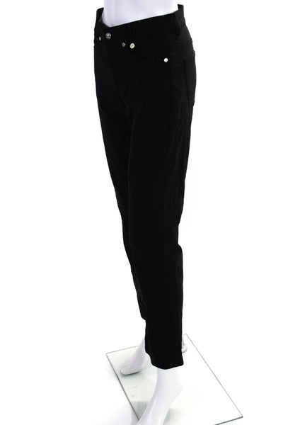 Golfino Womens Zipper Fly Mid Rise Slim Straight Cut Trouser Pants Black Size 4