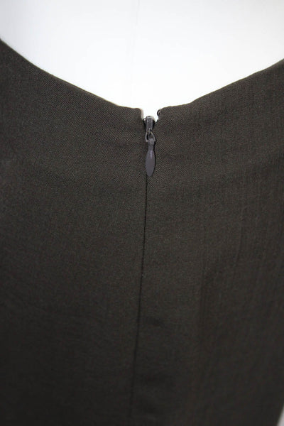 Leggiadro Womens Side Zip Mid Rise Pleated Trouser Pants Brown Wool Size 4