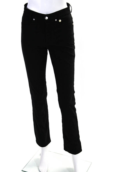 Golfino Womens Zipper Fly Mid Rise Slim Cut Trouser Pants Black Size 4