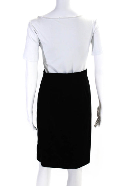 Louis Feraud Womens Side Zip Knee Length Velvet Pencil Skirt Black Size 6