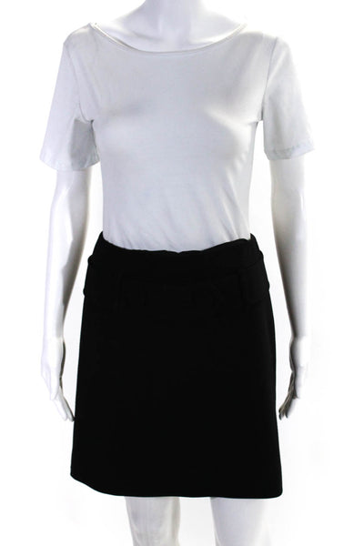 Donna Degnan Womens Back Zip Belted Knee Length A Line Skirt Black Size 2