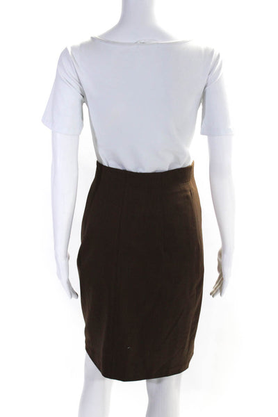 Escada Womens Side Zip Knee Length Pencil Skirt Brown Wool Size FR 34