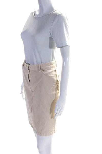 J. Mclaughlin Womens Zipper Fly Knee Length Denim Pencil Skirt Beige Size 0