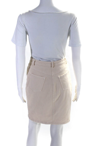 J. Mclaughlin Womens Zipper Fly Knee Length Denim Pencil Skirt Beige Size 0