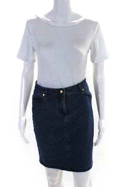 J. Mclaughlin Womens Zipper Fly Knee Length Denim Pencil Skirt Blue Size 0