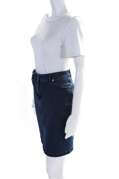 J. Mclaughlin Womens Zipper Fly Knee Length Denim Pencil Skirt Blue Size 0