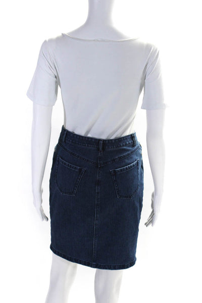 J. Mclaughlin Womens Zipper Fly Knee Length Denim Pencil Skirt Blue Size 0