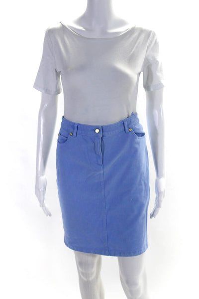 J. Mclaughlin Womens Zipper Fly Denim Pencil Skirt Powder Blue Size 0