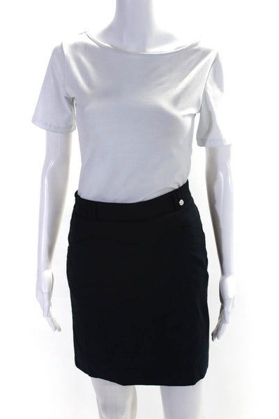 Golfino Womens Side Zip Knee Length Pencil Skirt Navy Blue Cotton Size 2