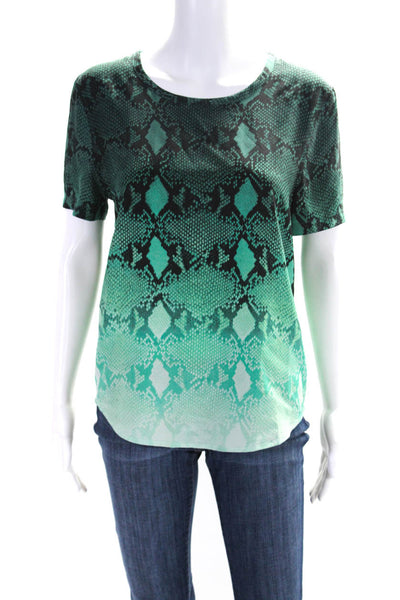 Equipment Femme Womens Silk Snakeskin Print Blouse Green Black Size Extra Small