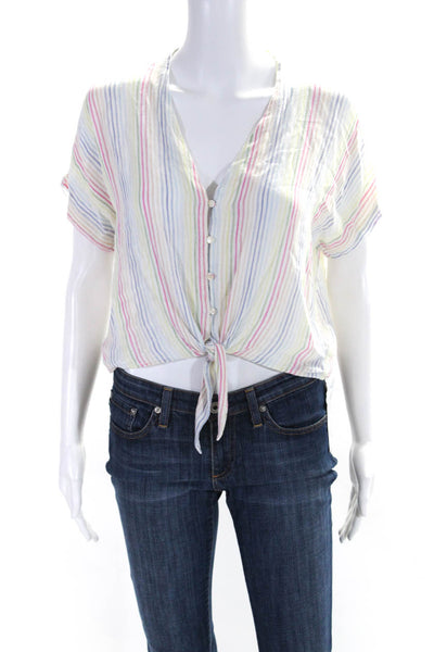 Rails Womens Striped Cropped Button Down Shirt Multi Colored Size Extra Small