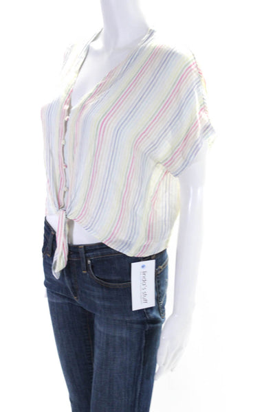 Rails Womens Striped Cropped Button Down Shirt Multi Colored Size Extra Small