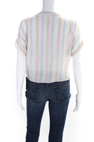 Rails Womens Striped Cropped Button Down Shirt Multi Colored Size Extra Small