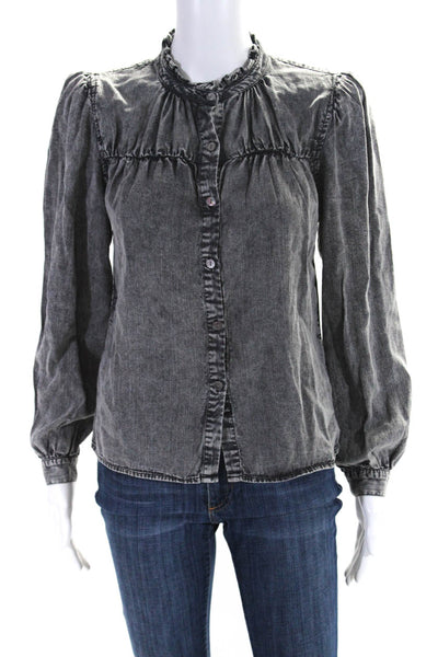 Rails Womens Chambray Button Down Camille Shirt Acid Black Size Extra Small