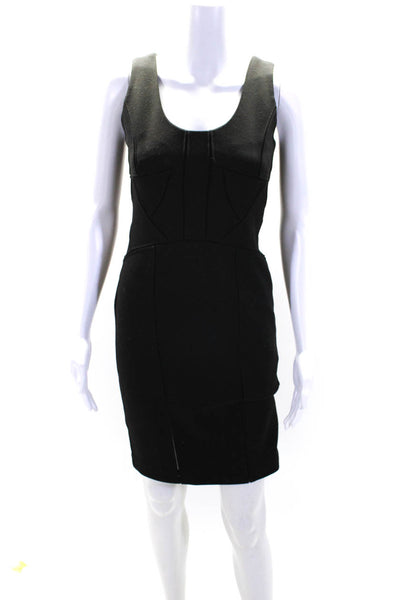 Robert Rodriguez Womens Sleeveless Back Zip Abstarct Knit Dress Black Size 4