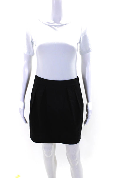 Theory Womens Back Zip Pleated Knee Length Side Pocket Skirt Black Size 4