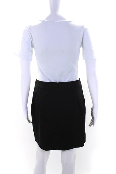 Theory Womens Back Zip Pleated Knee Length Side Pocket Skirt Black Size 4