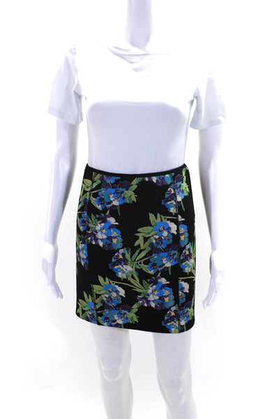 Elizabeth and James Womens Back Zip Floral Print Skirt Black Size Small