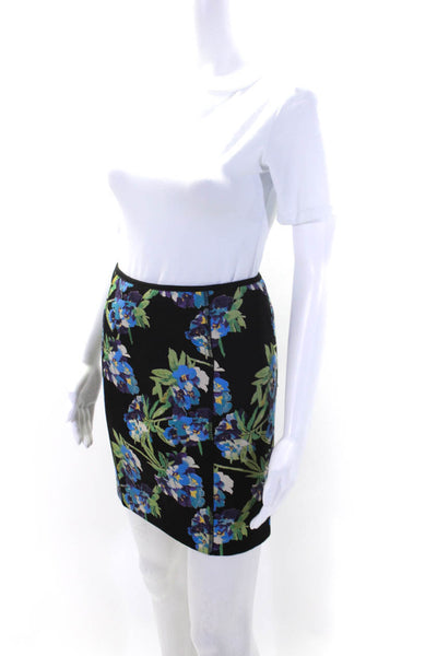 Elizabeth and James Womens Back Zip Floral Print Skirt Black Size Small