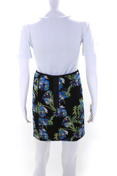 Elizabeth and James Womens Back Zip Floral Print Skirt Black Size Small