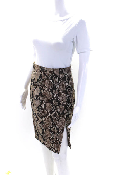 Altuzarra for Target Womens Back Zip Snakeskin Print Skirt Brown Size 2