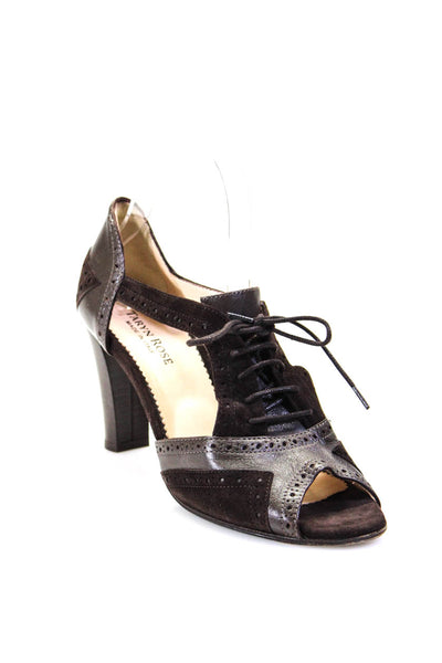 Taryn by Taryn Rose Womens Open Toe Lace Up Heels Leather Brown Size 8 US
