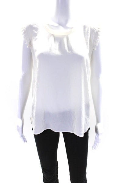 Maje Womens Flared Sleeveless Crew Neck Blouse White Size Small