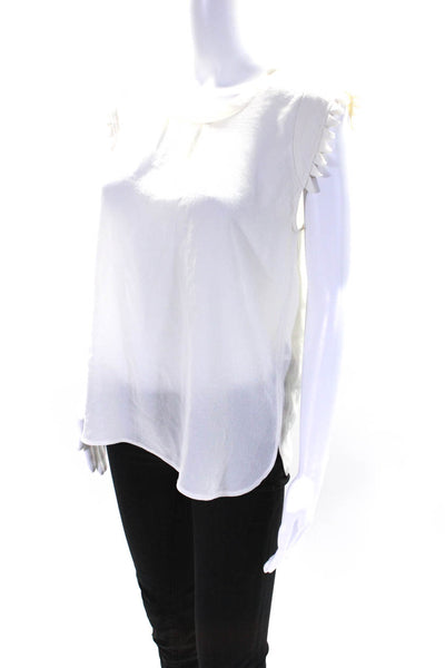 Maje Womens Flared Sleeveless Crew Neck Blouse White Size Small