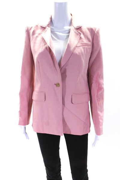 Elizabeth and James Womens Long Sleeve Notched Lapel Blazer Salmon Pink Size 4