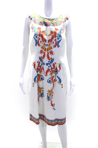 Philosophy di Alberta Ferretti Womens Sleeveless Abstract Print Dress White 4