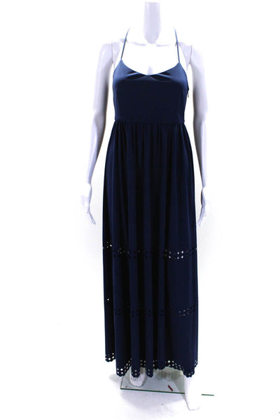 Susana Monaco Womens Spaghetti Strap V Neck Maxi Dress Navy Size S