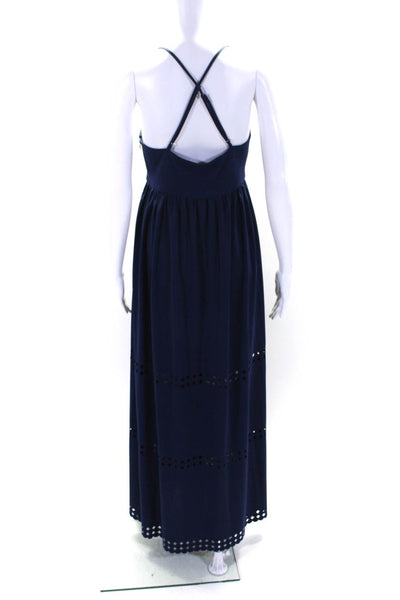 Susana Monaco Womens Spaghetti Strap V Neck Maxi Dress Navy Size S