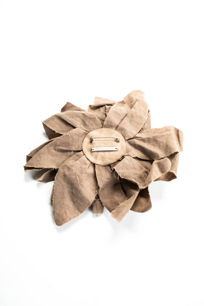 Fabiana Filippi Womens Brown Fabric Floral Ruffle Brooch