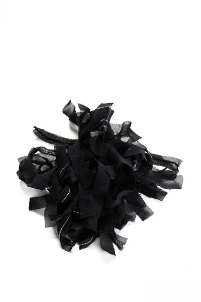 Fabiana Filippi Womens Black Silk Ruffle Brooch