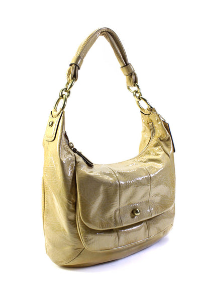 Coach Womens Single Handle Zip Top Pocket Front Hobo Handbag Brown Leather