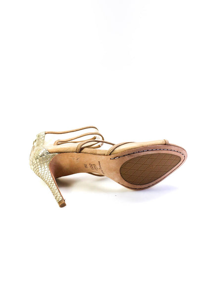 Donald J Pliner Womens Back Zip Stiletto Mesh Ankle Strap Sandals Brown Size 7.5