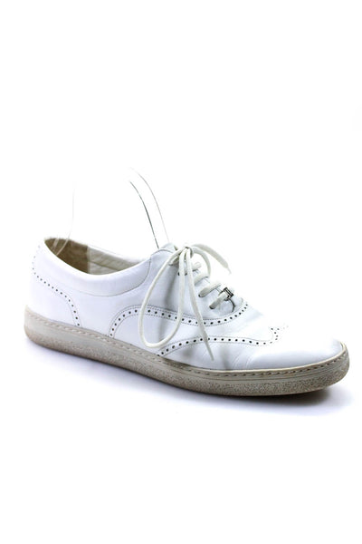 Salvatore Ferragamo Womens Lace Up Low Top Dress Shoes Leather White Size 10 US