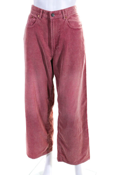 Denimist Womens Cotton Corduroy 5 Pocket High-Rise Wide Leg Pants Pink Size 26