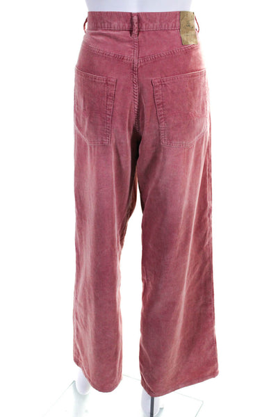 Denimist Womens Cotton Corduroy 5 Pocket High-Rise Wide Leg Pants Pink Size 26