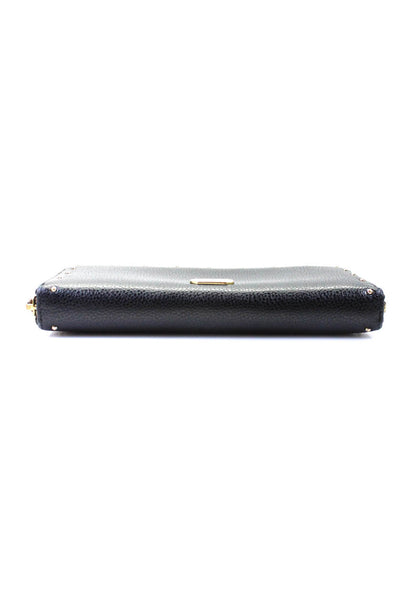 Lauren Ralph Lauren Womens Black Leather Studded Zip Slim Wallet