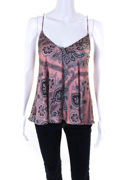 Caroline Constas Womens Abstract Print Sleeveless Blouse Pink Size XS