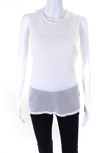 Designer Womens Scoop Neck Sleeveless Knit Tank Top White Size Small