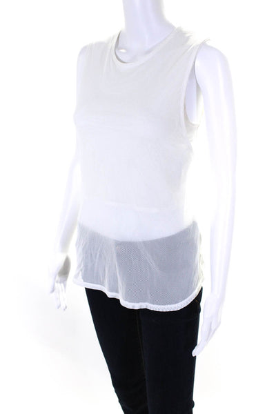 Designer Womens Scoop Neck Sleeveless Knit Tank Top White Size Small