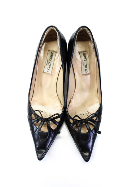 Jimmy Choo Womens Leather Pointed Toe Cutout Pumps Black Size 9