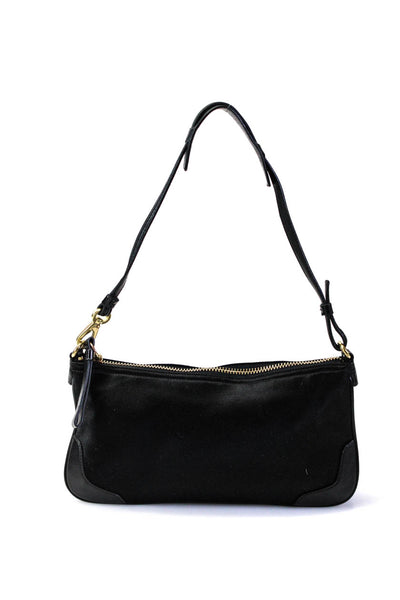 Coach Womens Leather Trim Satin Zip Closure Handbag Black Size S