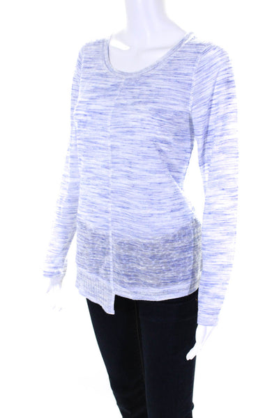 Akemi Kin Womens Round Neck Long Sleeve Pullover Knit Blouse Top Blue Size XS